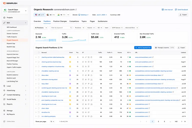 Keyword rankings that drive bookings for a cleaning business