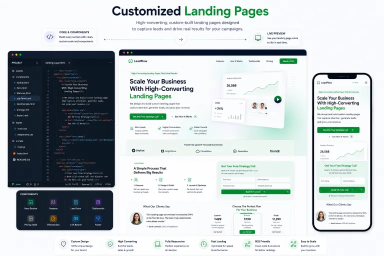 Customized high-converting landing page designs for desktop and mobile