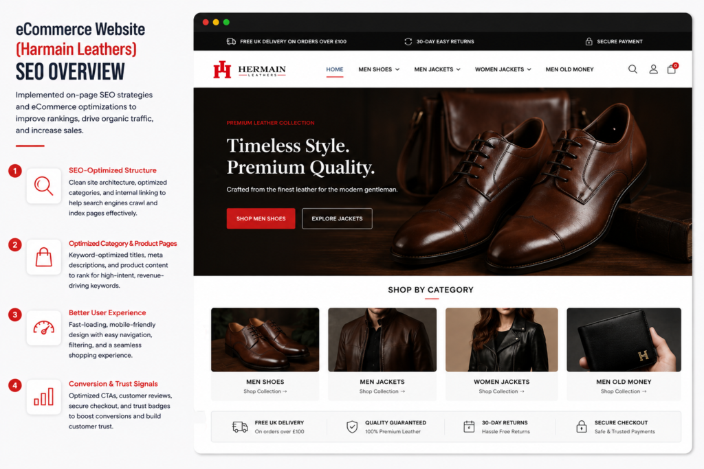 Ecommerce fashion brand website marketing and SEO overview