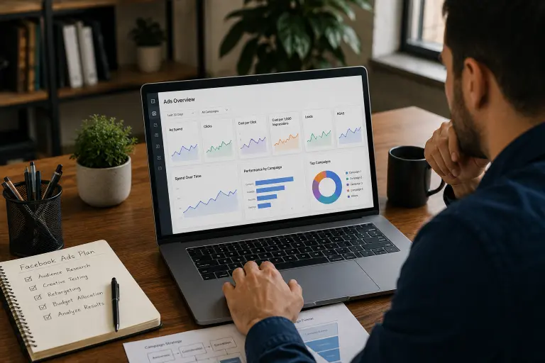 How much Facebook Ads cost in 2026: marketer reviewing ad spend