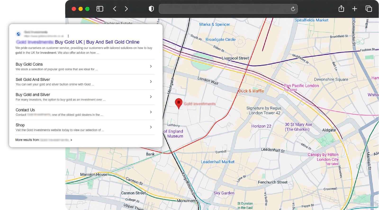 Local SEO map ranking grid showing visibility across the service area