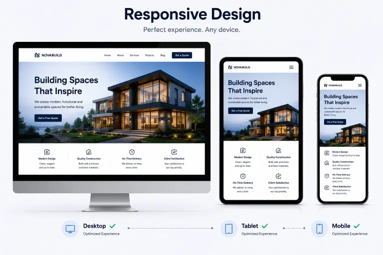 Responsive website design on desktop, tablet and mobile devices