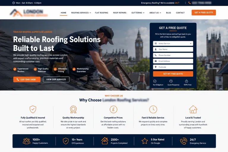 Roofing company website design and marketing built to generate leads