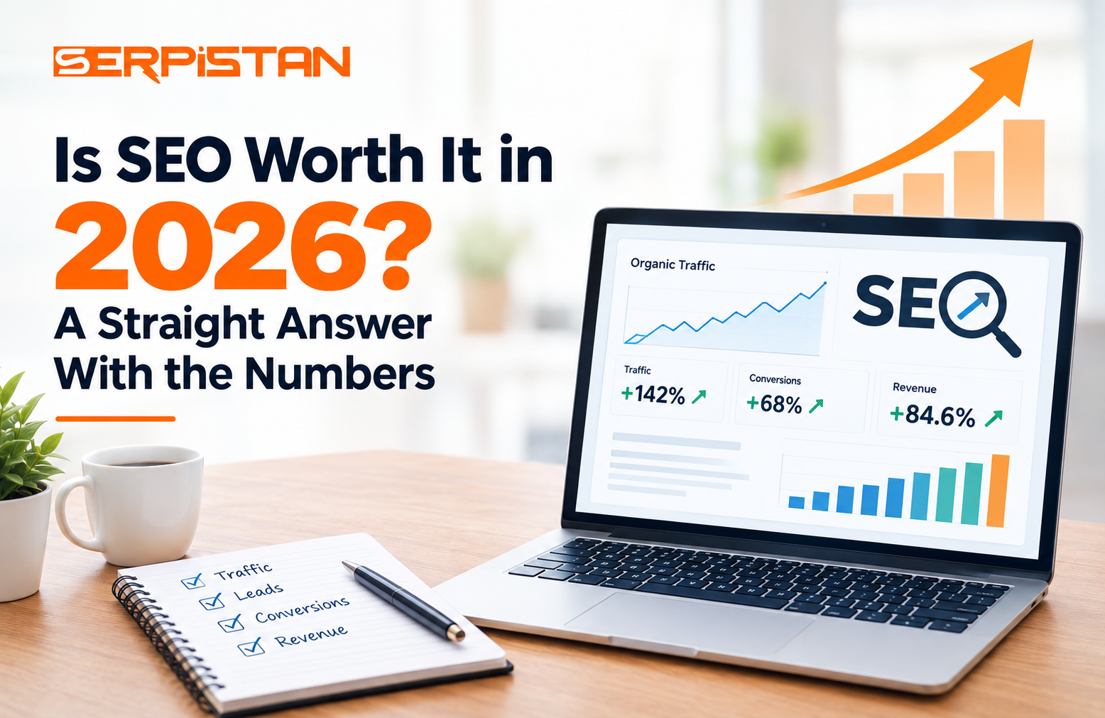 Is SEO worth it in 2026: SEO growth data on a laptop screen