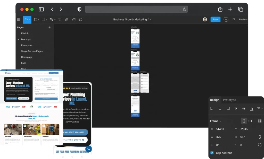 White label website design mockups created in Figma