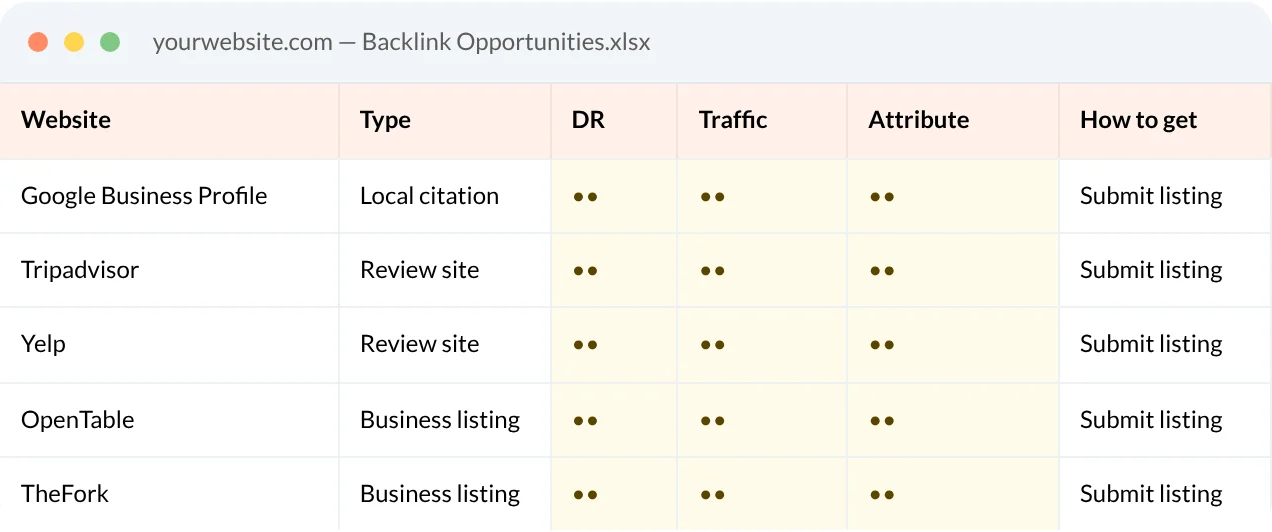 Restaurant backlinks illustration