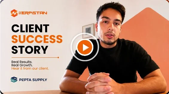 Client success story video thumbnail featuring Pepta Supply