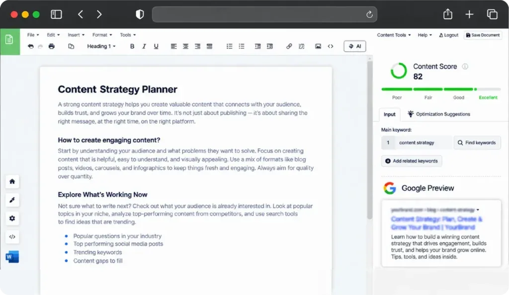 Content strategy planner document