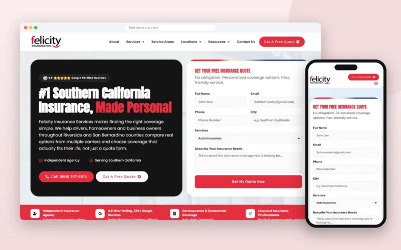 Felicity Insurance Services — insurance agency website, designed and developed