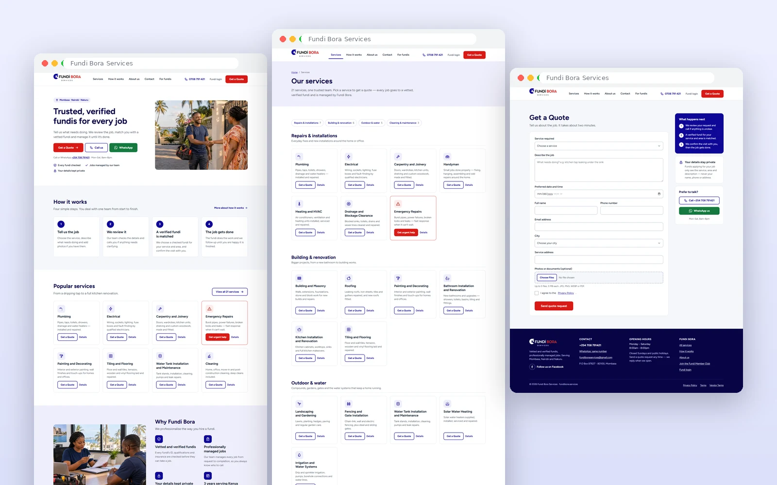 Fundi Bora Services — key pages designed by SERPISTAN