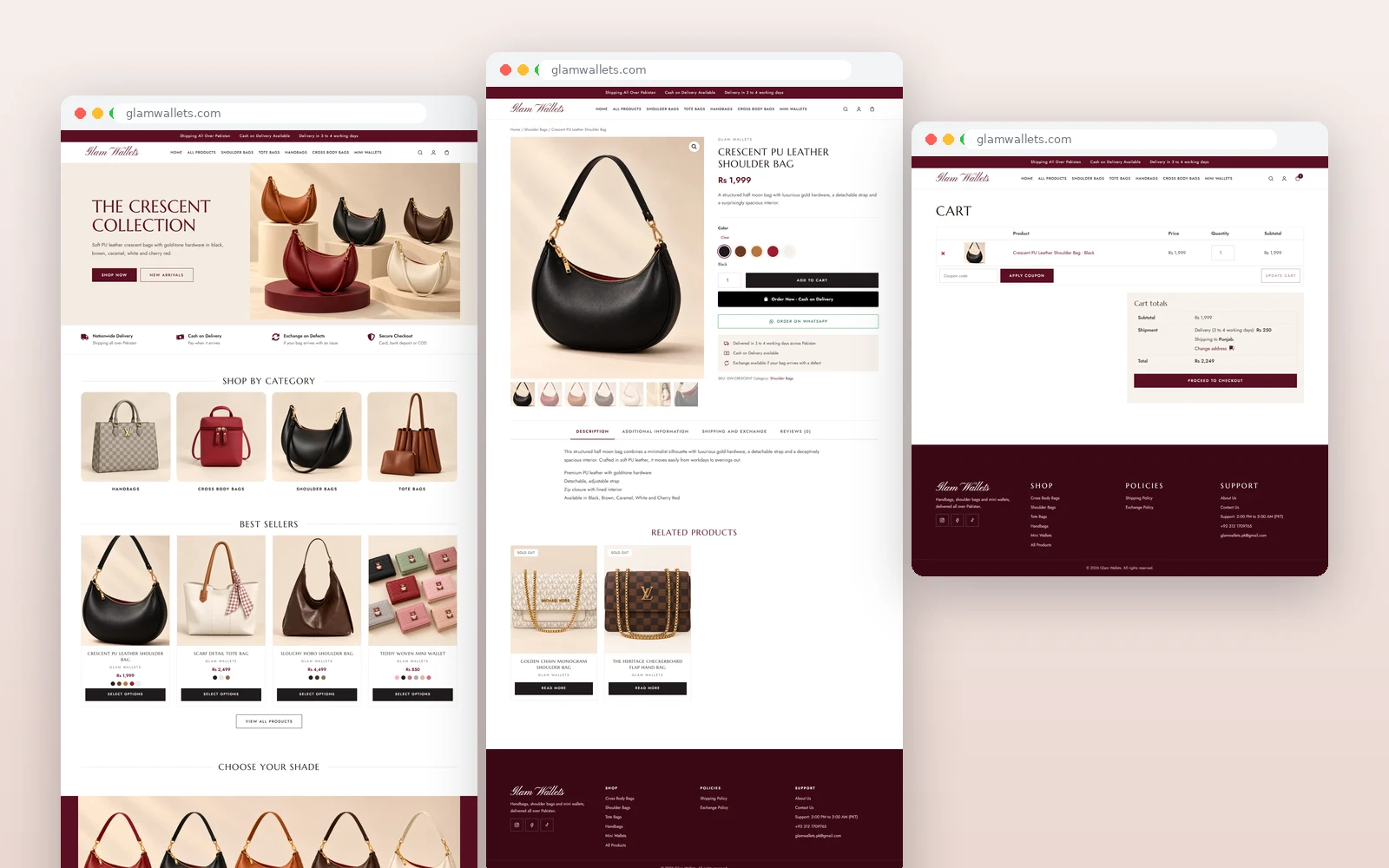Glam Wallets — key pages designed by SERPISTAN