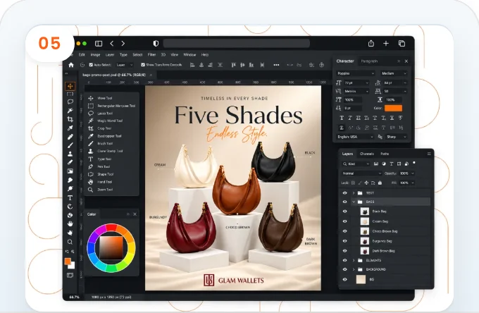 Graphic design work in Photoshop