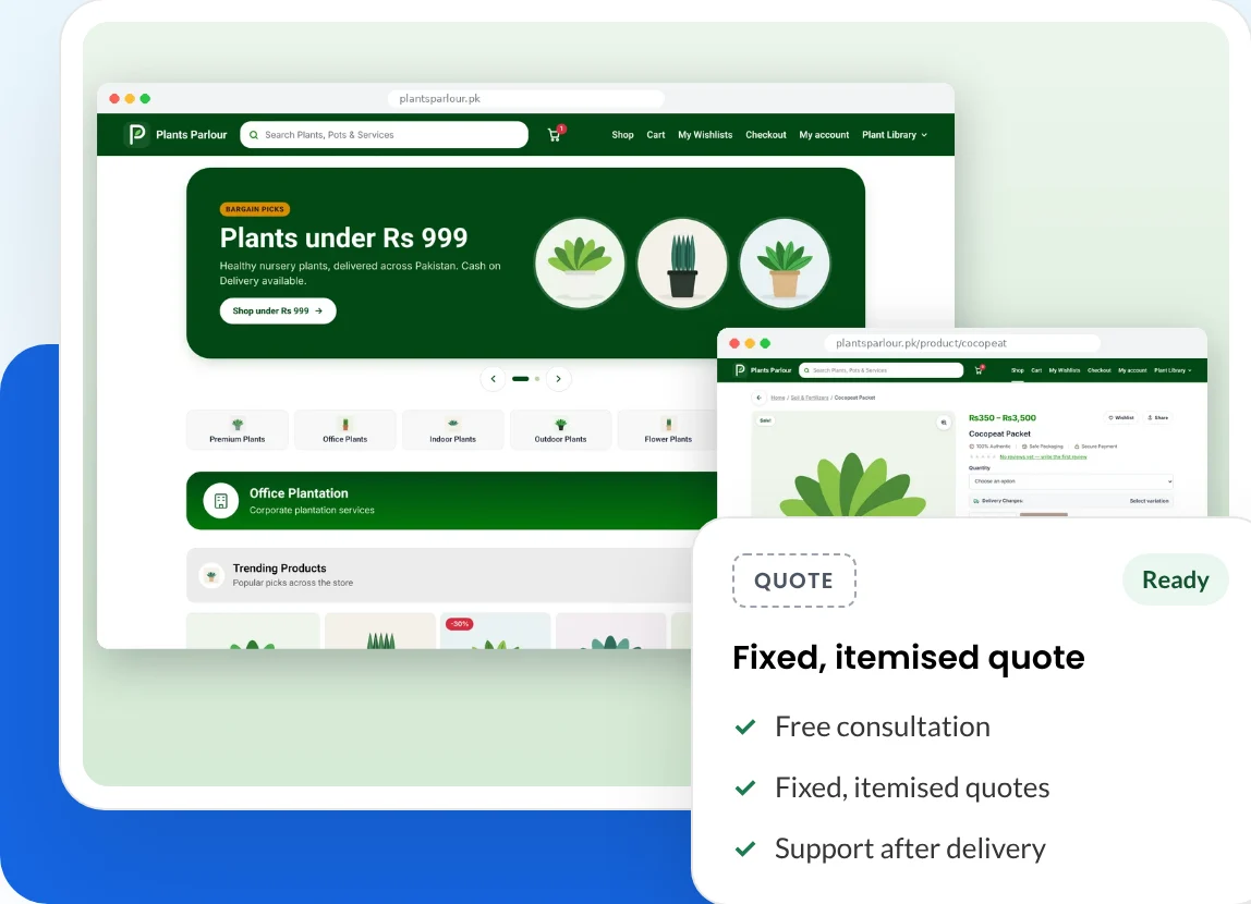 Plants Parlour — e-commerce website design