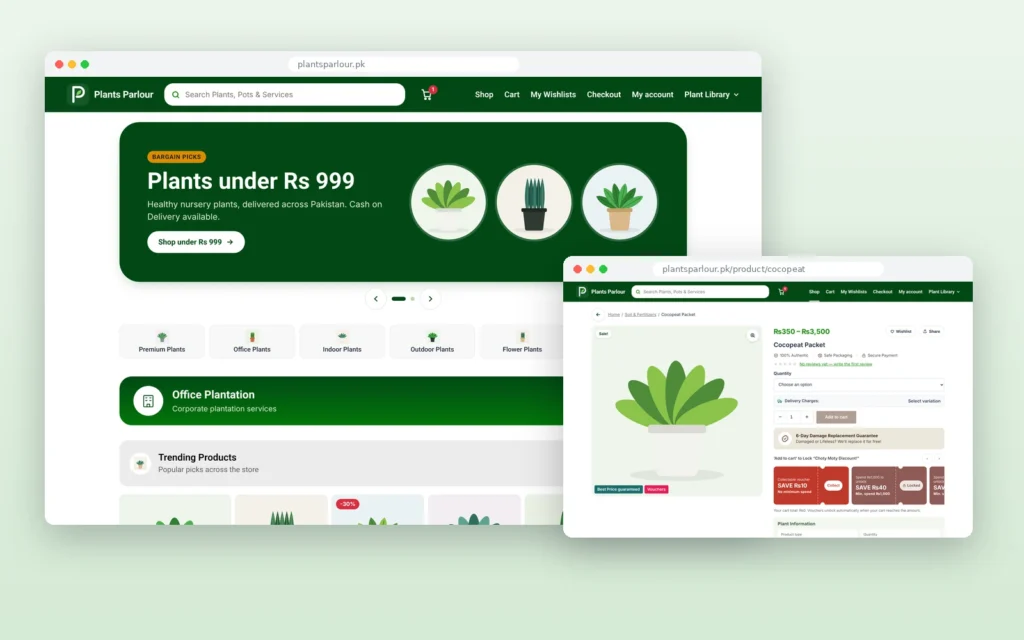Plants Parlour — e-commerce website design