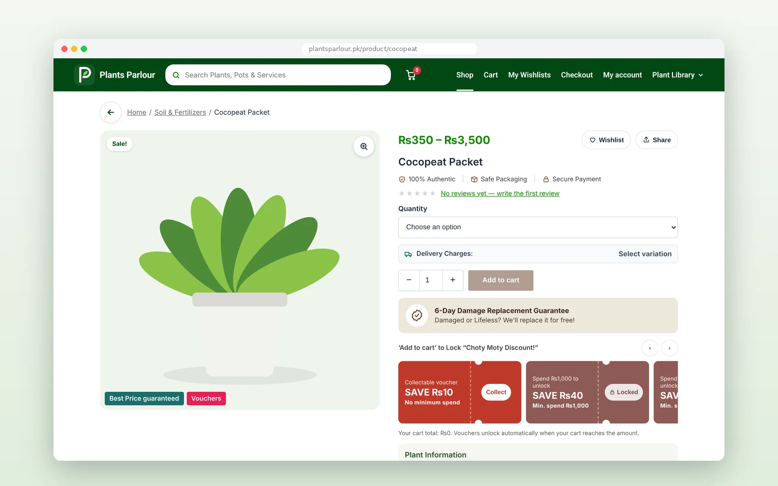 Plants Parlour — page detail
