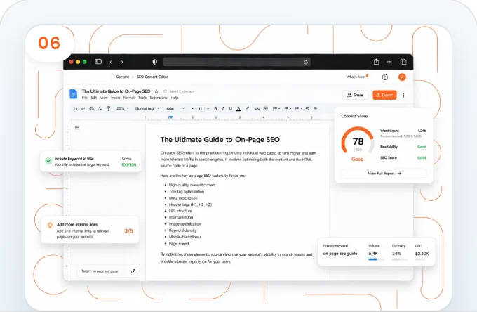 SEO blog article in a content editor