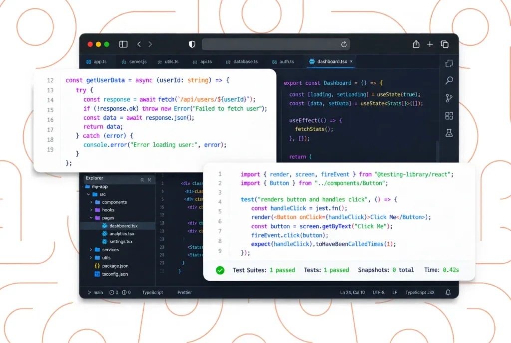 Website development code in a code editor