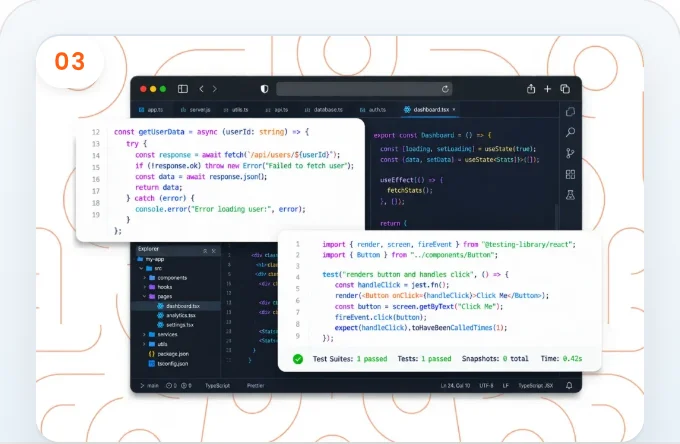 Website development code in a code editor