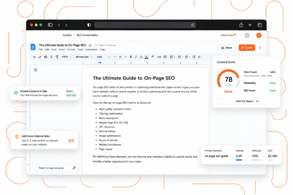 SEO blog article in a content editor