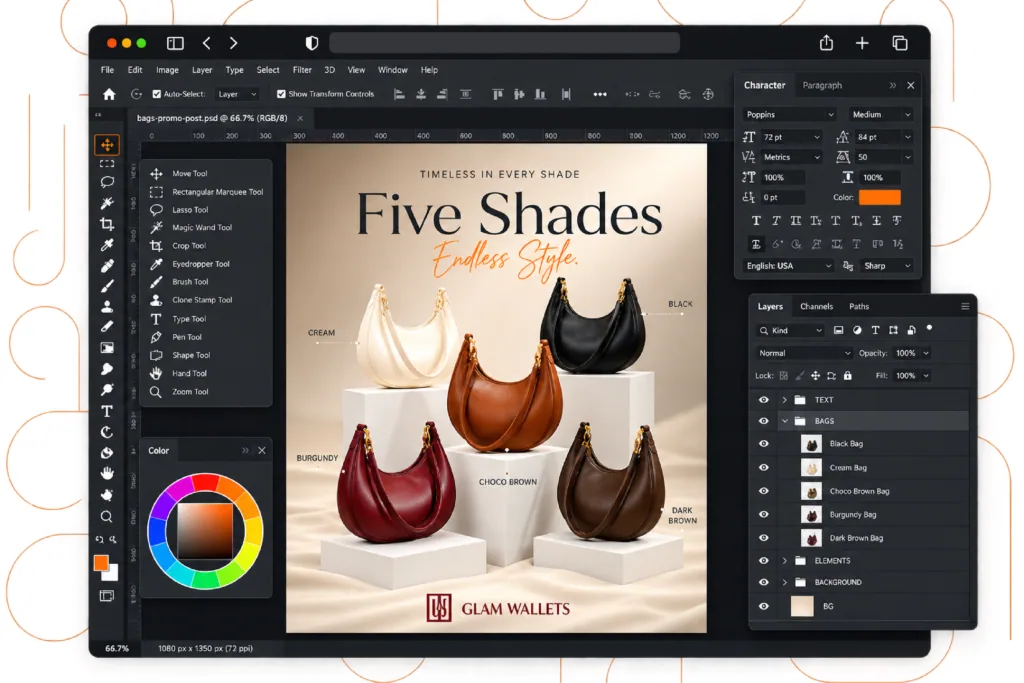 Graphic design work in Photoshop