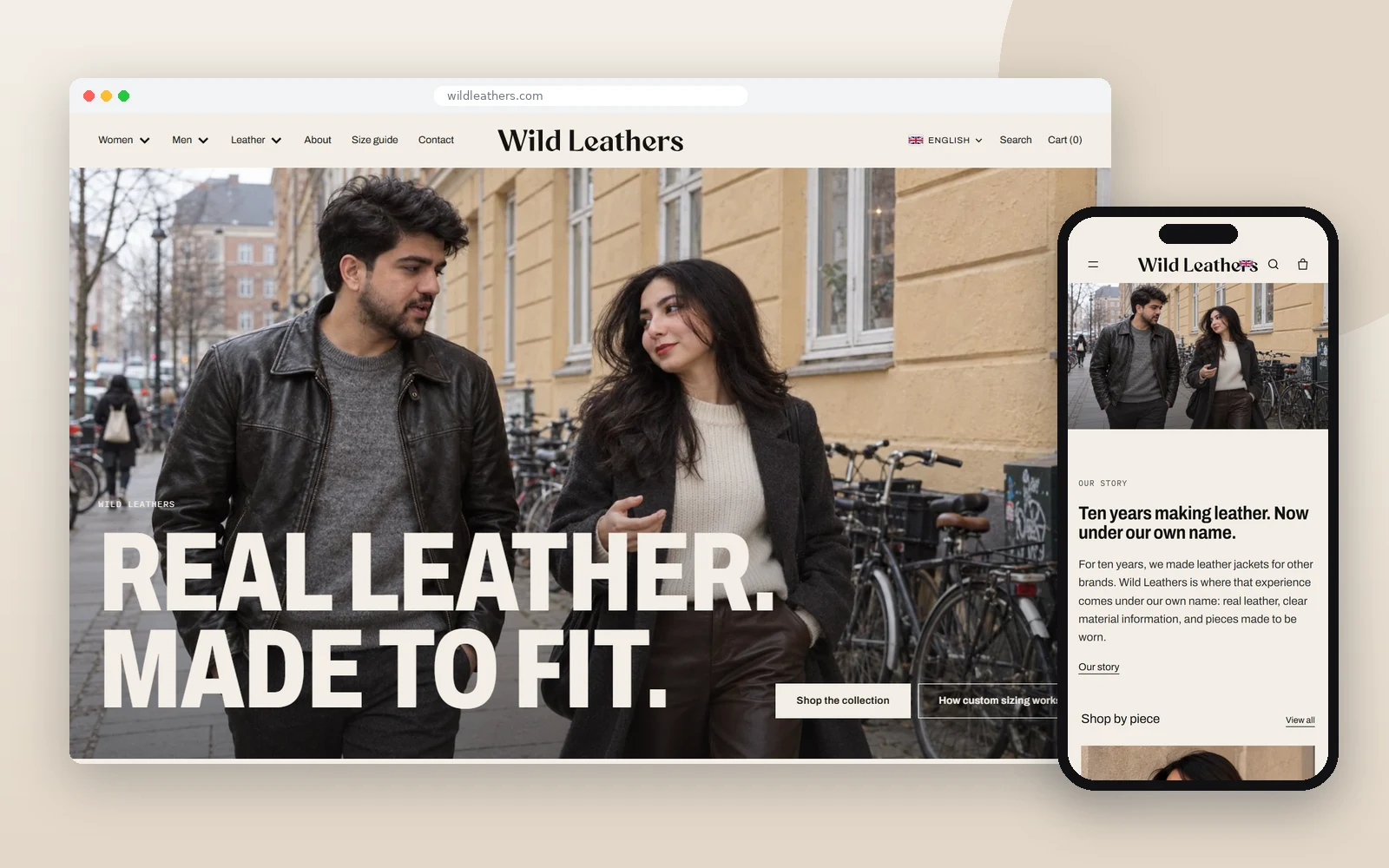 Wild Leathers — leather fashion store, designed and developed